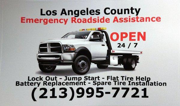 Los Angeles County Emergency Roadside Assistance , Jumpstart - Battery Replacement - LockOut - Fuel Delivery mobile service 24 hours 7 days