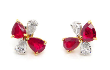 Ruby diamond earrings