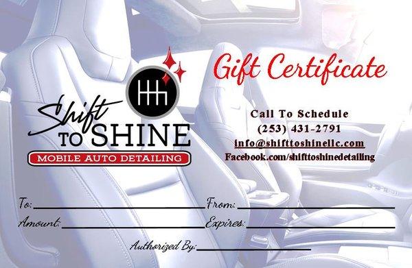 Gift certificates now available :-)