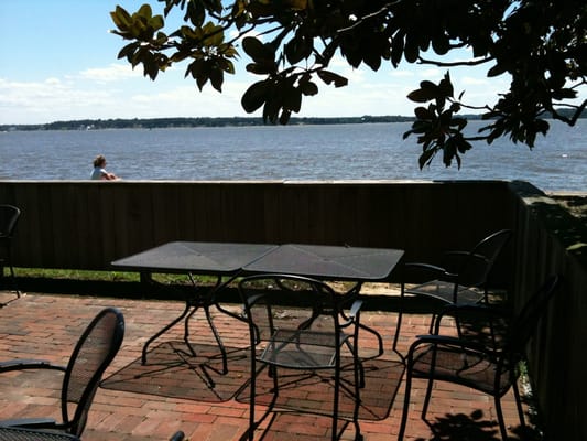 Beautiful river view from the patio. Weather was sunny but breezy!