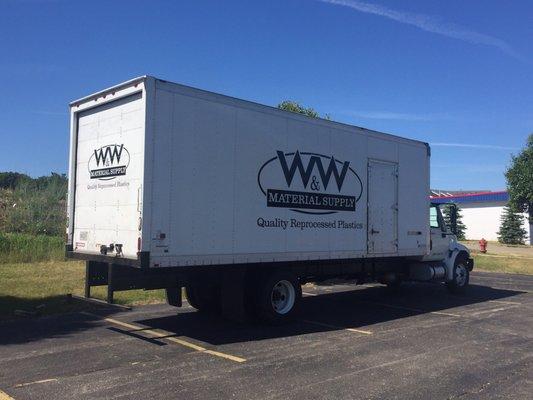 This box truck barely fit in our bay, but we made it work and got it all lettered up for W&W Material Supply.