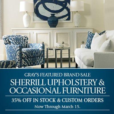 February 22 - March 15, 2017  Take advantage of our Featured Brand Sale - Sherrill.  Come by today to start your spring makeover!