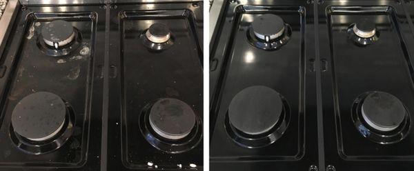 Before & after stove top cleaning