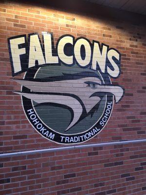 Hohokam Falcons logo on the cafeteria's external brick wall. Go Falcons !!