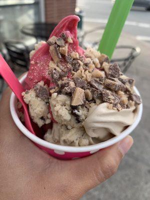 Pomegranate raspberry and hazelnut with cookie dough and Heath (small 12 oz)