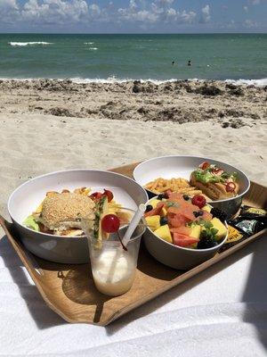 Oh so delicious Pina colada, Ruby Red Grapefruit Salad with Passion Fruit, Maine Lobster Roll, and Florida Mahi Mahi sandwich