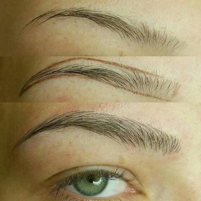 Microbladed Eyebrows before and after.