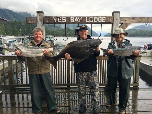 Scott Whatley, Kevin Flesch & Janet Flesch Halibut Fishing Success In Alaska