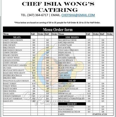 Chef Isha Wong Catering