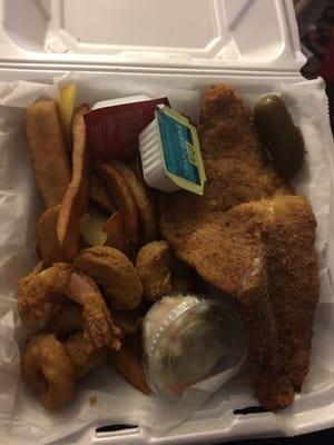 Fish fry combo, includes fries. I added the jalapeño.