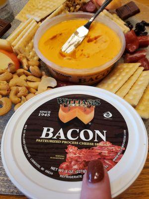 Bought "Williams Bacon Cheese" at Country Smoke House in Almont for $3.99/8 oz...  Creamy Deeelicious.  11/11/2023