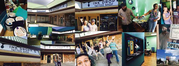 Collage of photos from Ink Drop's opening day!