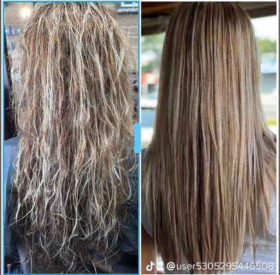 Before and after Brazilian Blowout