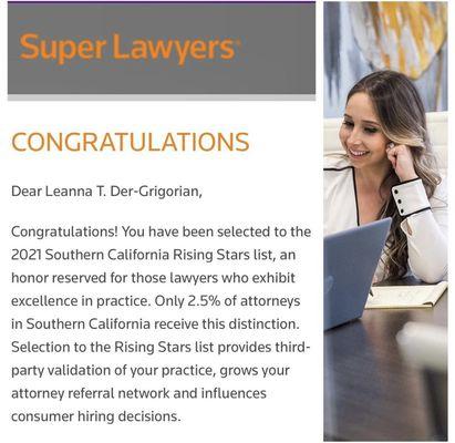 2021 Super Lawyers Rising Star!!