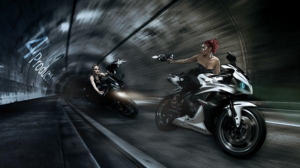 Twin Babe and Bike Commercial Photography