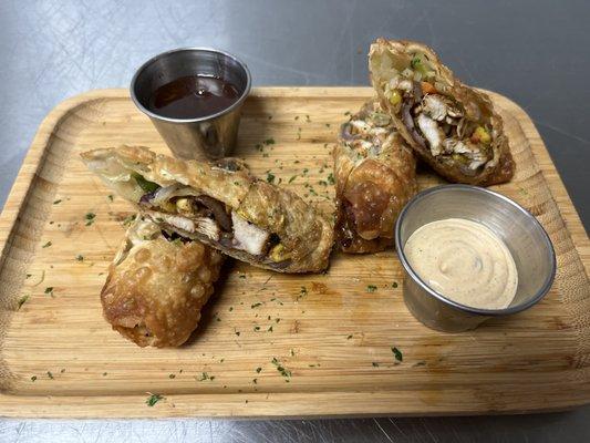 Blackened chicken egg rolls