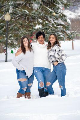 Mom and daughters in the snow.... no conditions are too extreme!!