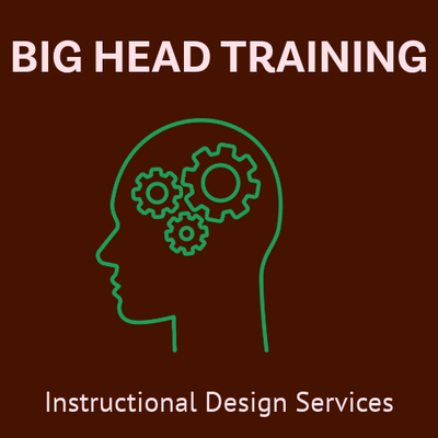 Logo for Big Head training services. A person with gears turning to indicate thinking.