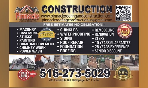 Pinnacle construction is a family run business delivering quality and value to Long Island and New York residents since 1996