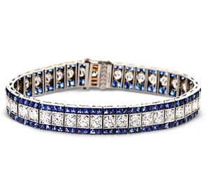 Oscar Heyman Diamond and Sapphire Art Deco Bracelet