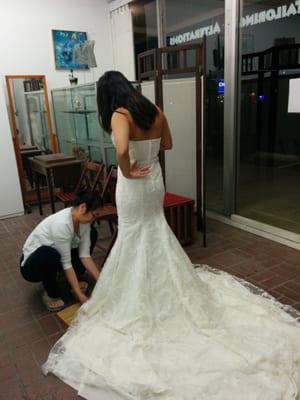 Trust her enough for making my beautiful wedding gown. Highly recommended this place!