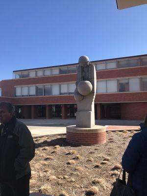 Mother and child statue paying homage to native lands.