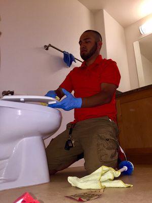 Ed working hard on a toilet!