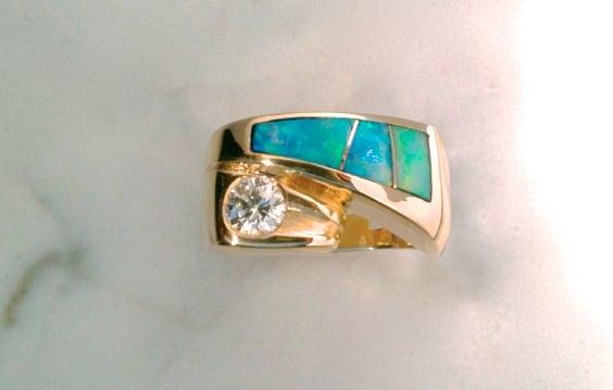 Diamond and Opal Ring