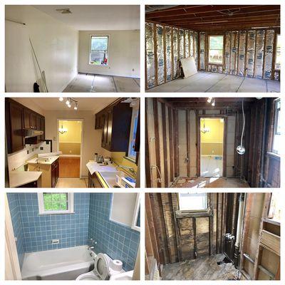 Demolition of Living Room, Kitchen, and Bathroom we completed