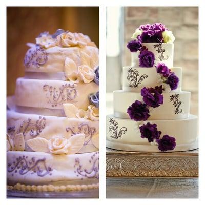 Wedding Cake I recvd on left, wedding cake promised on right. It was lopsided and caving in