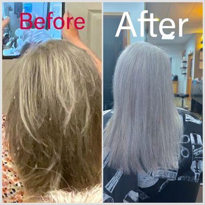 Before and after silver beauty