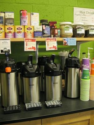 Coffee! We feature a rotating selection of high-quality brews - focused on organic, fair trade, and/or locally roasted.