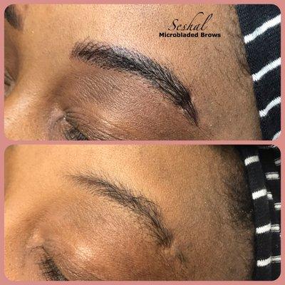 Microbladed her full brow & brow ring scar