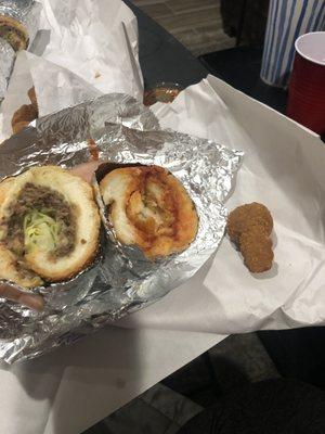 Cheesesteak Sub, Chicken Parmesan Sub, Fried Mushrooms