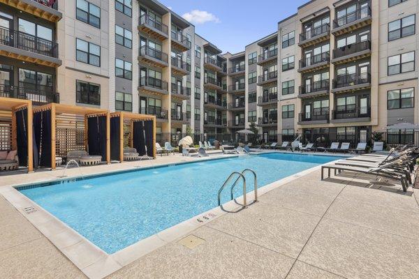 Pool area and lounge chairs