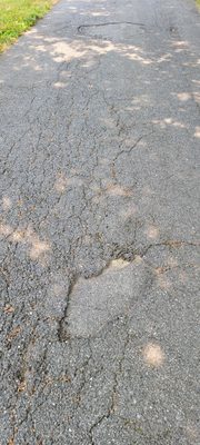 More holes- main travel area of driveway-not enough black top