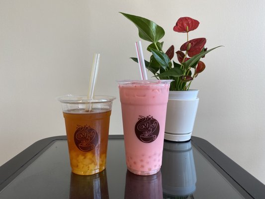 Strawberry Milk Tea & Mango Iced Tea