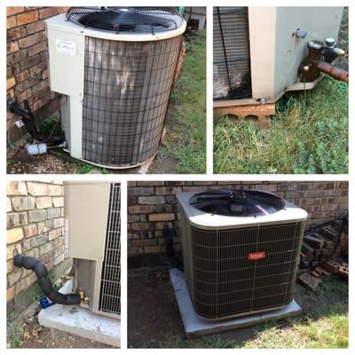 The old condenser on the top was leaking refrigerant. The top right picture shows the leaking condenser coil...