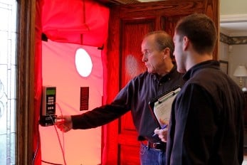 This big red door, called a "Blower Door" is used to test how leaky your home is.