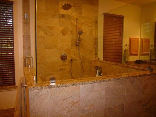 This updated master bath by Bill Philen Custom Remodeling included a huge walk-in shower.