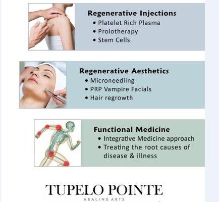 Some of the services done at Tupelo Pointe Healing Arts