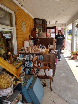 Browsing before heading home from our road trip.