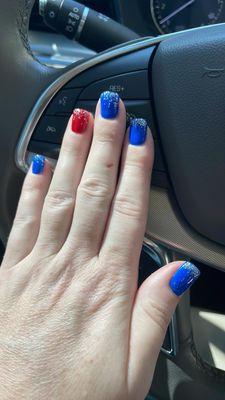 For Memorial Day, Kelly did an amazing job with red whit and blue!