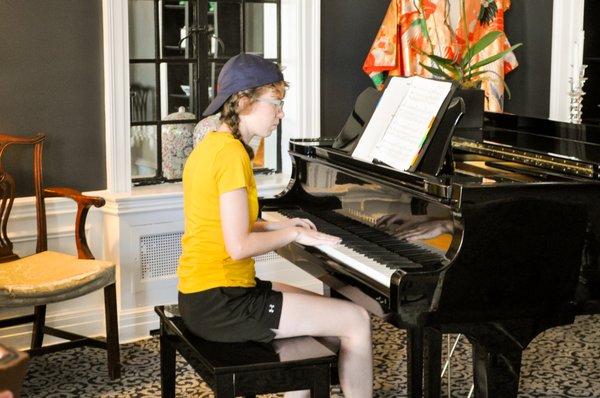 Had a piano in the sun room area!