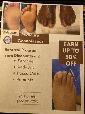 Make sure to ask us how  you can get up 50% off your next pedicure