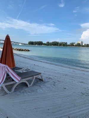 View from the private beach! 2 chairs umbrella and chair rental.