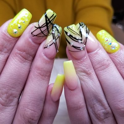 Ombre yellow spider diamonds