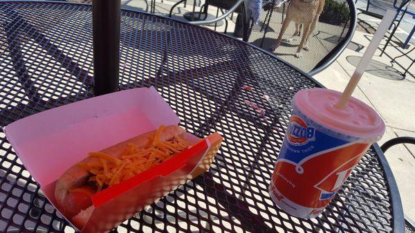 My sad chilli cheese dog and orange julius