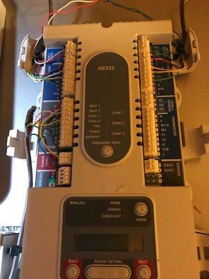 Honeywell zoning board capable of operating up to six zones or more each zone controlled by damper motor.