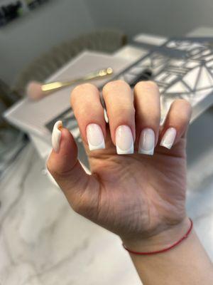 Hard gel on natural nails and French